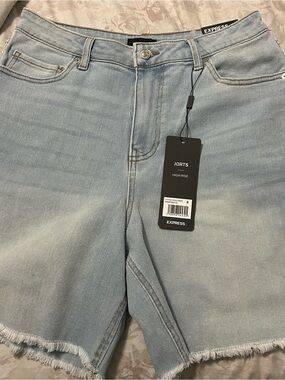 Express High-Rise Light Wash Denim Shorts